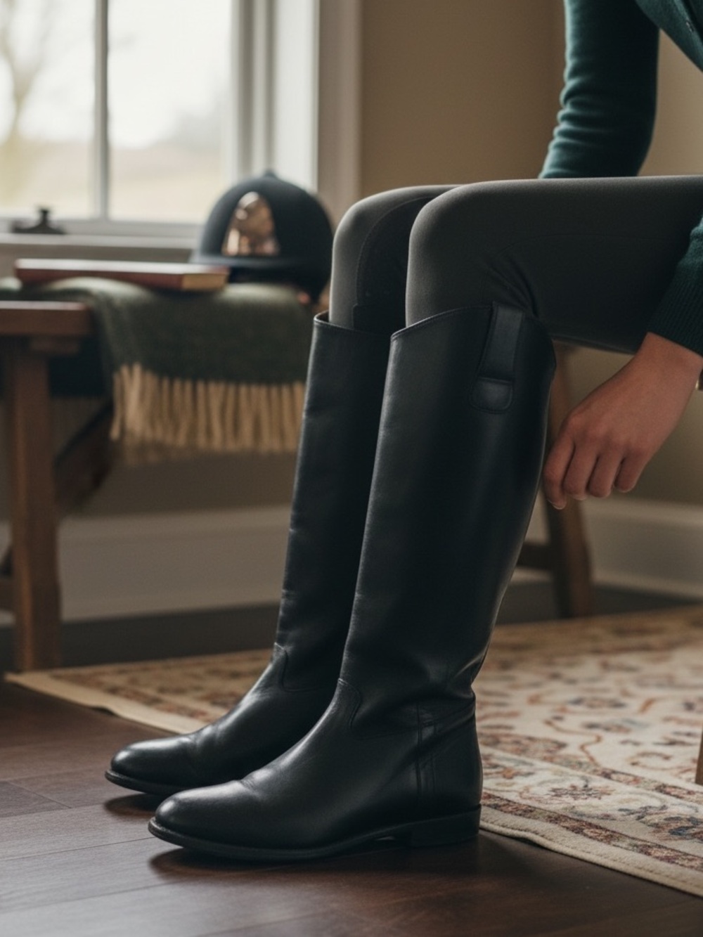 Vintage Cole Haan Equestrian Black Leather Riding Boots F4667 Women’s 9B